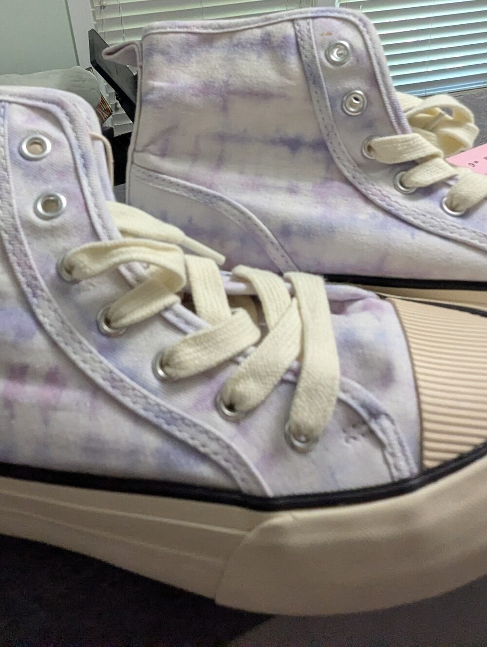ZARA High-Top Canvas Sneakers in Lavender Tie-Dye EU Size 37 US Women's 6.5